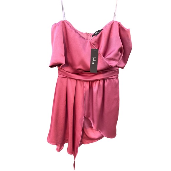 Lulus Dresses & Skirts - Lulus Pink Satin Off Shoulder Draped Mini Dress D17130 Cocktail Party XS NEW